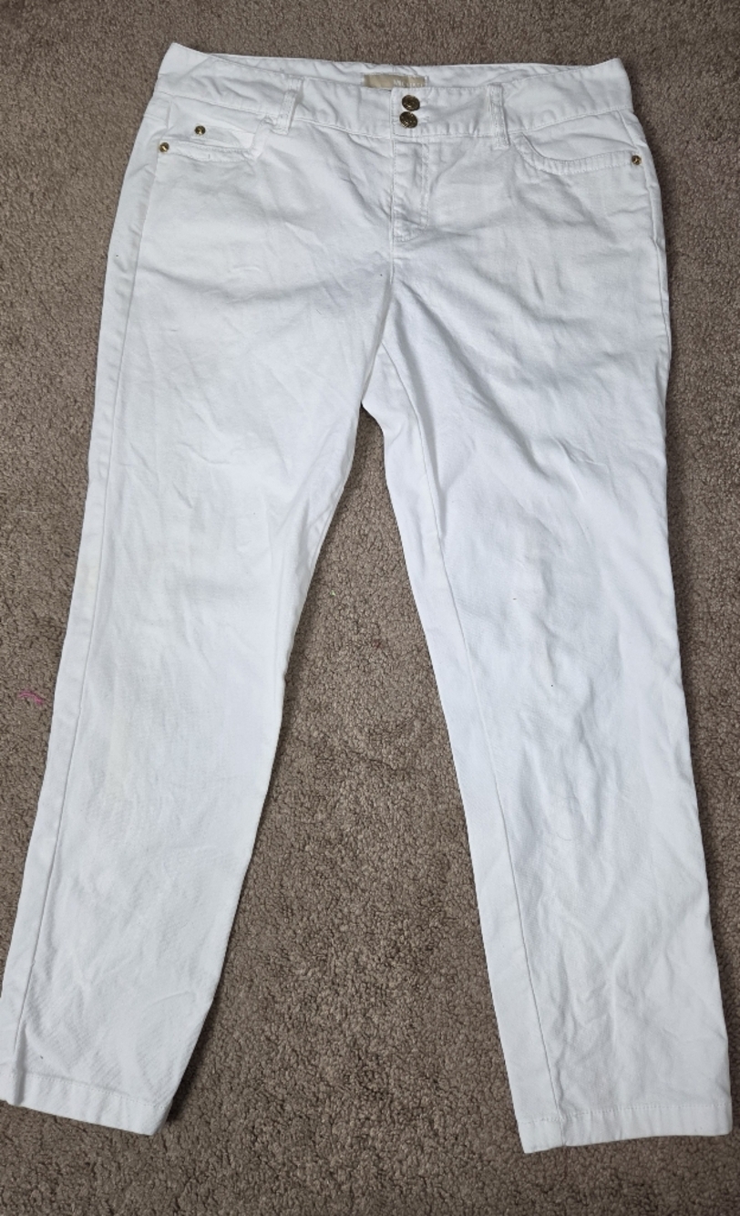 Michael Kors White Cotton Blend Pants with Beige Label